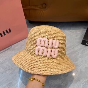 ☀️ Miu Miu Wide Brim Straw Hat Summer Vacation Visor